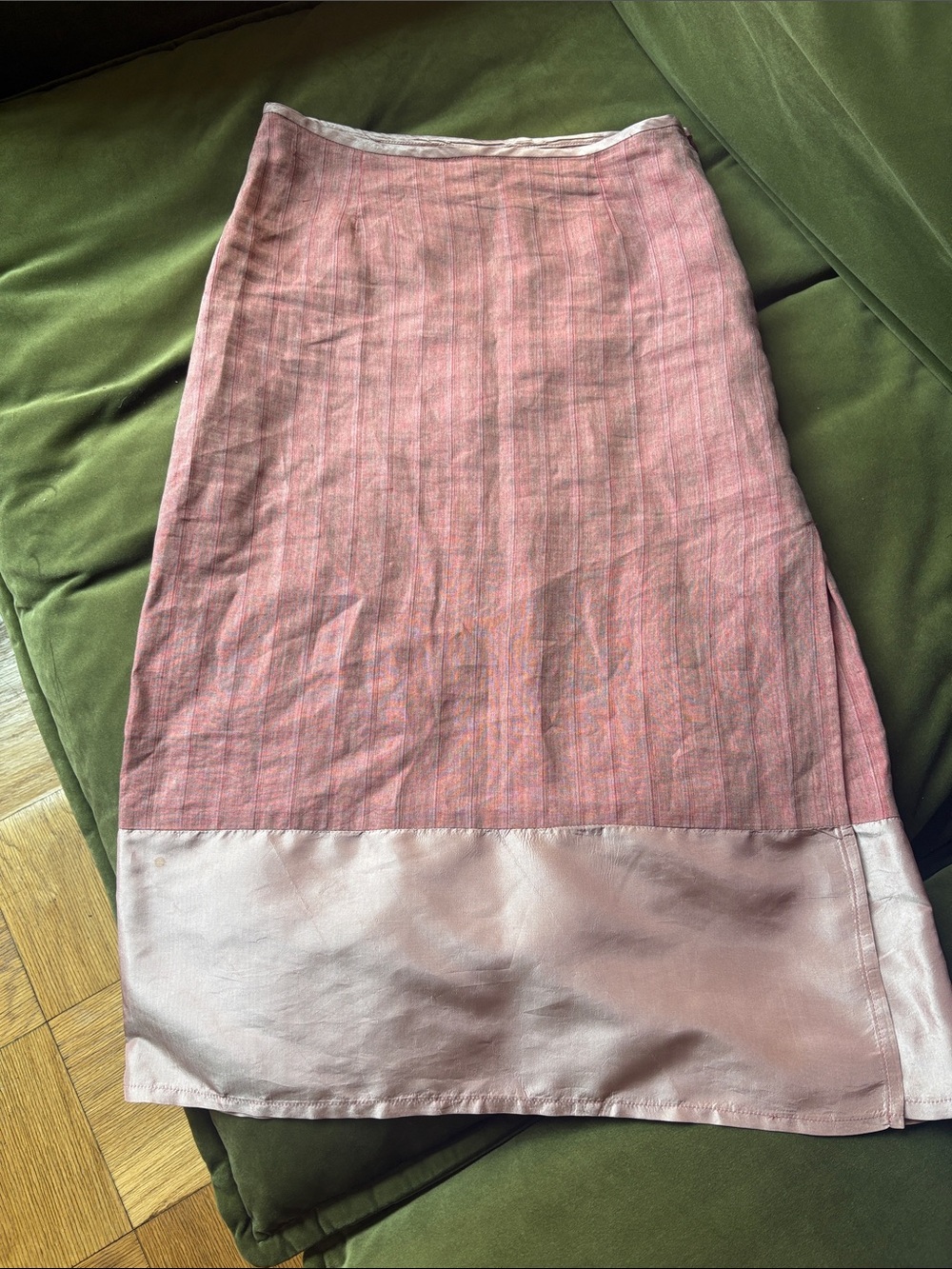 Margaret O'Leary Pink Two-Tone Midi Skirt with Silk Hem Sz. S